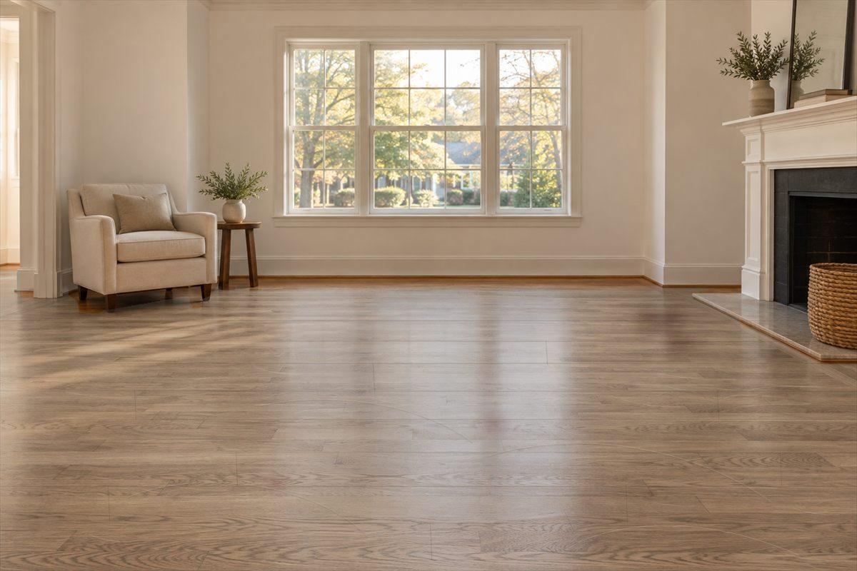 Hardwood floor before refinishing