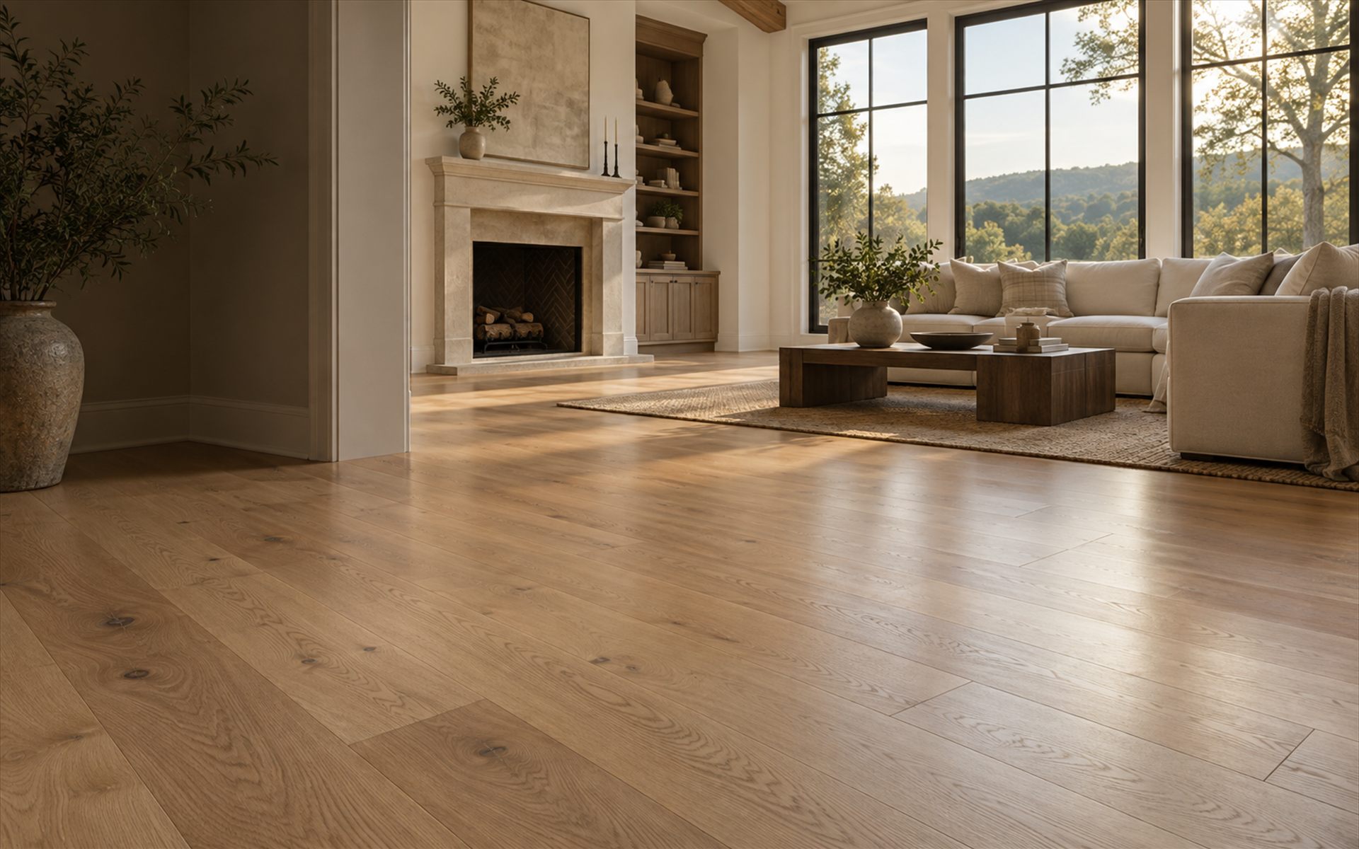 Freshly refinished hardwood floor in a Nashville home