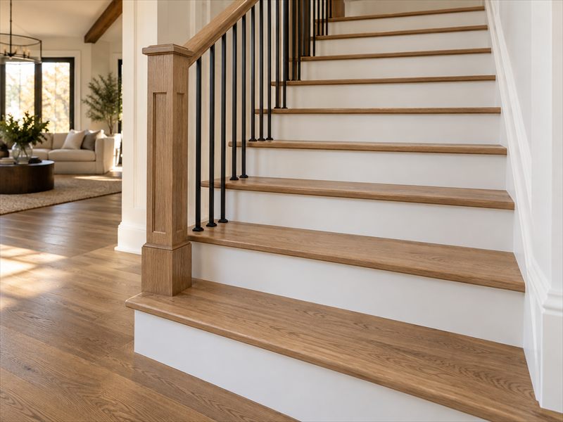 Hardwood stairs and railings